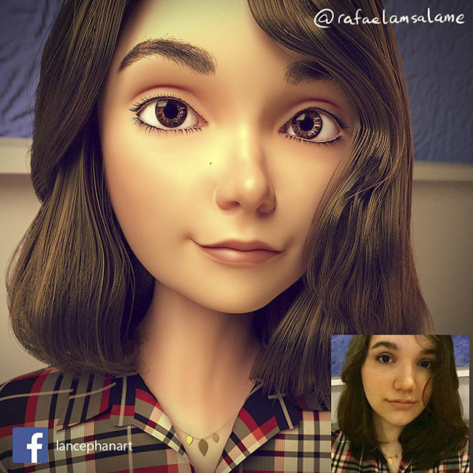 Bu Sanatçı İnsanların Fotoğraflarını 3D Pixar Animasyon Karakterlerine Dönüştürüyor!