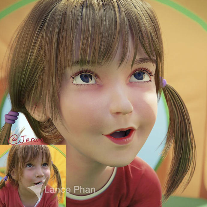 Bu Sanatçı İnsanların Fotoğraflarını 3D Pixar Animasyon Karakterlerine Dönüştürüyor!