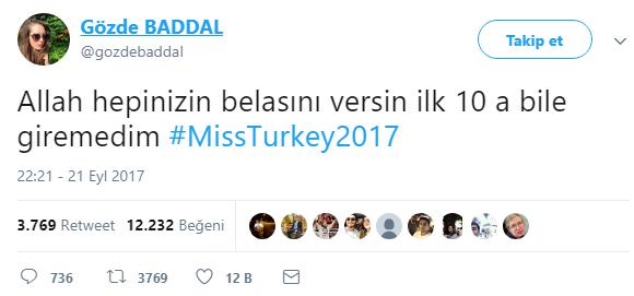 Birinci Olamadığı İçin Beddua Yağdıran Bir Genç Kız: Miss Turkey 2017 Finalisti Gözde Baddal