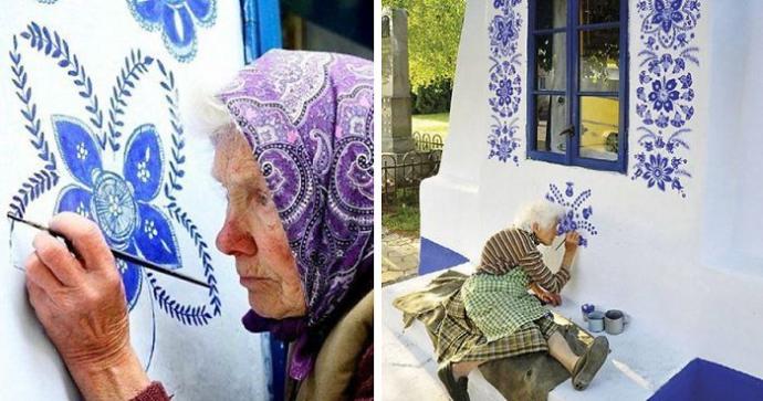 90 Yaşında Bir Nine ve Duvarlara İşlediği Mükemmel Çizimlerinden Yansıyan Fotoğraf Kareleri!