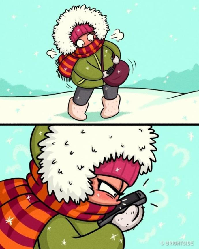 Kadınların Kışın Karşılaştıkları Durumları Anlatan Birbirinden Komik Çizimler