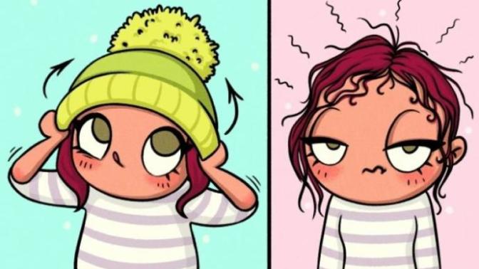 Kadınların Kışın Karşılaştıkları Durumları Anlatan Birbirinden Komik Çizimler