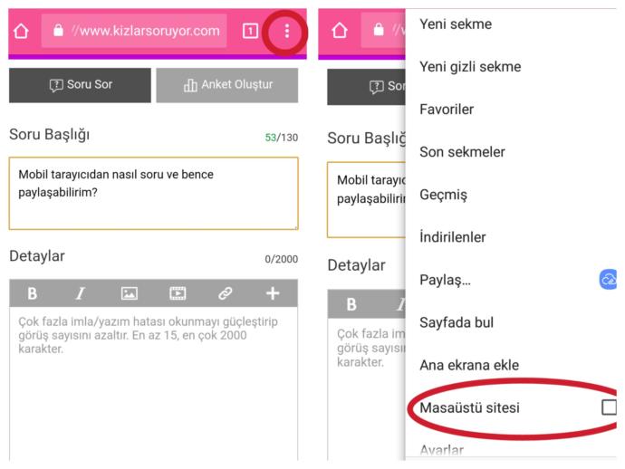 Mobil Tarayıcı Üzerinden Nasıl Soru-Bence Paylaşabilirim?