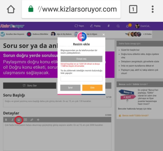 Mobil Tarayıcı Üzerinden Nasıl Soru-Bence Paylaşabilirim?