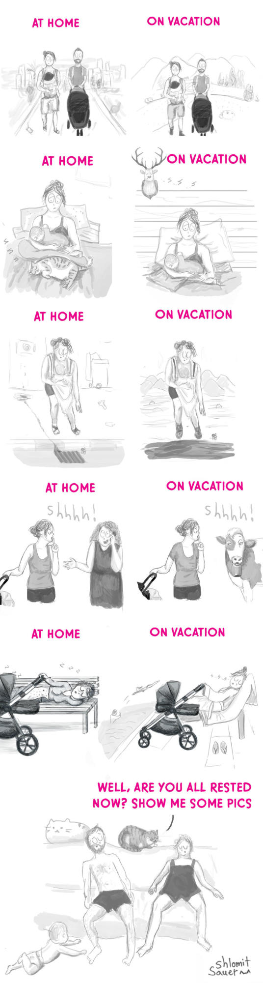 Yeni Anne Olan Bir Kadının Birbirinden Eğlenceli ve Komik İllüstrasyonları