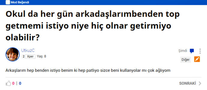 Sitede İlkokula Giden Çocuk Üyeler Olsaydı Karşılaşacağımız Mükemmel Sorular!