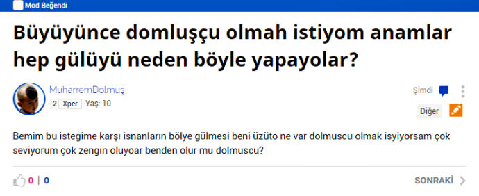 Sitede İlkokula Giden Çocuk Üyeler Olsaydı Karşılaşacağımız Mükemmel Sorular!