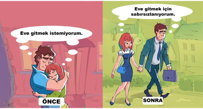 Sevgilinle Aynı Evi Paylaşmaya Başladığında Hayatının Nasıl Değişeceğini Gösteren Trajikomik İllüstrasyonlar!