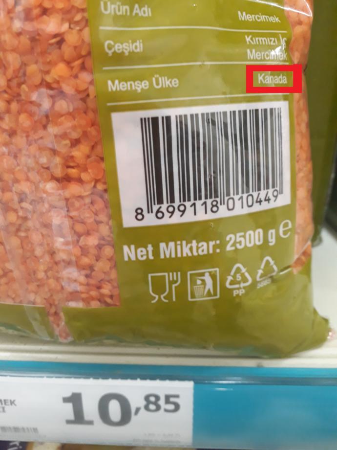 Üreten Ülke Olduğu İddia Edilen Türkiye' de Marketlerdeki Bakliyatların Çoğunun Yurt Dışından Alınması