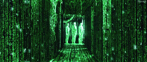 (Filme göre Matrix dünyasının bilgisayar koduyla görülen hali)