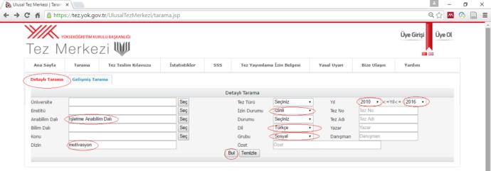 Şekil 8. YÖK Tez Merkezi’nin