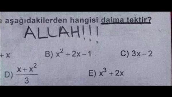 Sınav Sorularına Verilmiş Komik Cevaplar