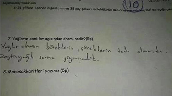 Sınav Sorularına Verilmiş Komik Cevaplar