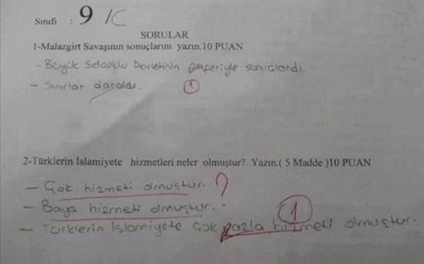 Sınav Sorularına Verilmiş Komik Cevaplar