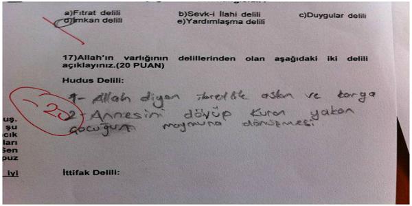 Sınav Sorularına Verilmiş Komik Cevaplar