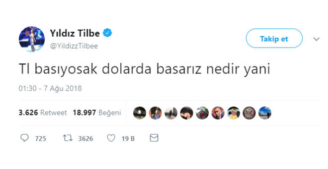 Yıldız Tilbe'den, Twitter'ı Sallayan Dolar Tweetleri