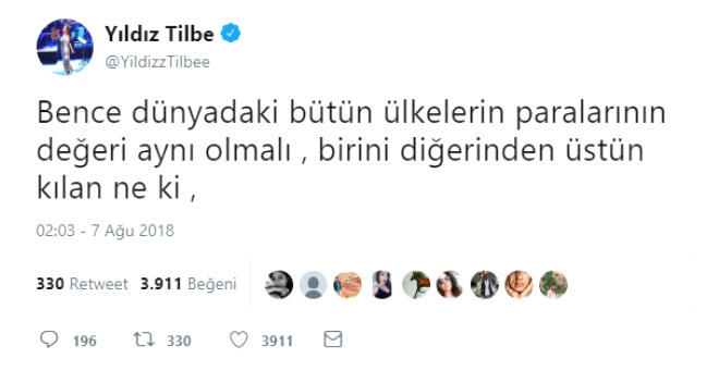 Yıldız Tilbe'den, Twitter'ı Sallayan Dolar Tweetleri