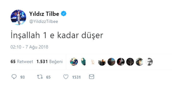 Yıldız Tilbe'den, Twitter'ı Sallayan Dolar Tweetleri