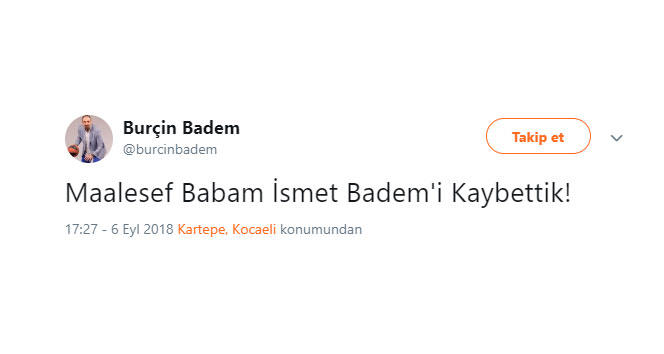 Türk Basketbolunun Çınarı, İsmet Badem Seni Asla Unutmayacağız!
