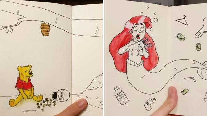 Dünya'yı Nasıl Kirlettiğimizi Gözler Önüne Seren Çizgi Film Karakteri Çizimleri!