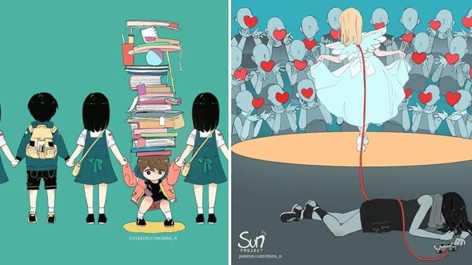 Ruhumuzda Gizli Kalan Duyguları Anime Karakterleriyle Ortaya Çıkaran Sanatçıdan 15 Çalışma!