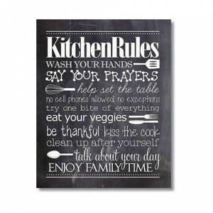 4. Kitchen Rules Pano - Mutfak Duvar Panosu - Mutfak Kuralları Tablosu