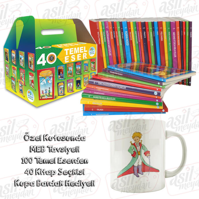 Düz Yazılı Çocuk Klasikleri 40 Kitap Set - MEB 100 Temel Eser - 4.5.6.7.Sınıfları için- Kupa Hediye