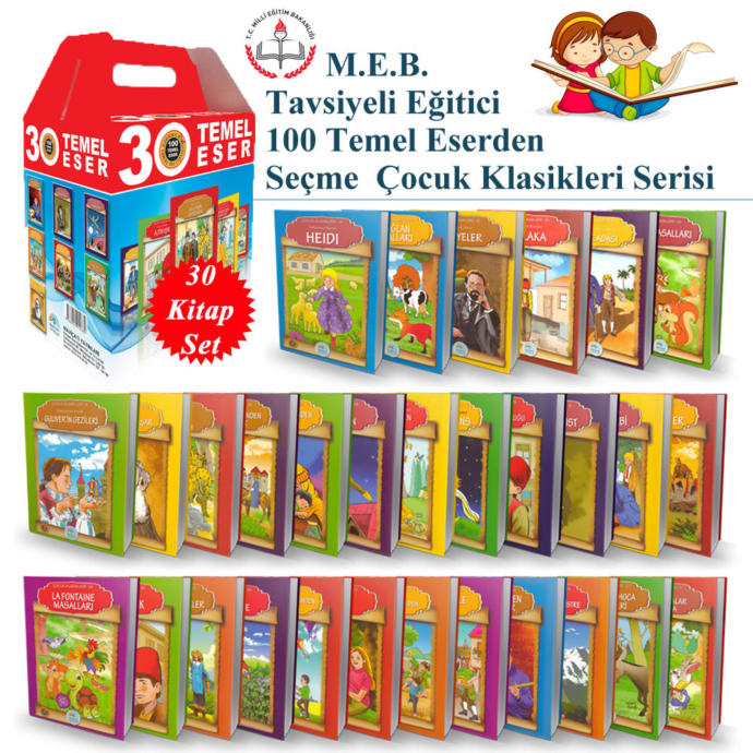 M.E.B. Tavsiyeli Eğitici 100 Temel Eserden Seçmeli Çocuk Klasikleri Serisi - 30 Kitap Set