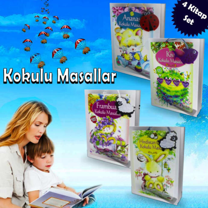 Kokulu Masallar-4 Kitap Set- Ananas - Kivi - Hindistan Cevizi- Frambuaz