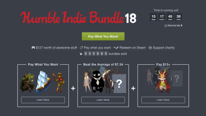 Humble Bundle İngilizce ve Dolar ile satış yapıyor