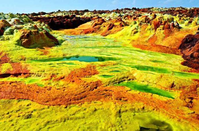 Danakil Çölü, Etiyopya, Eritre ve Cibuti'nin arasında yer alıyor