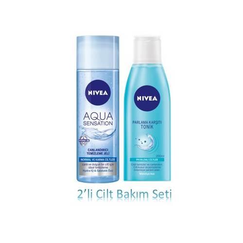 Nivea Aqua Sensation Yüz Yıkama Jeli 200 ml + Parlama Karşıtı Tonik 200 ml