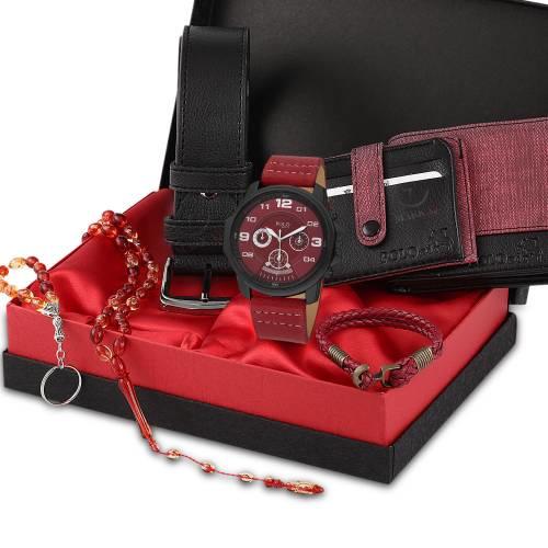 Polo Rucci Erkek Kol Saati Seti Kemer,Cüzdan,Kredi Kartlık,Anahtarlık,Bileklik,Tesbih,Kombini şıklığımıza şıklık katacak!