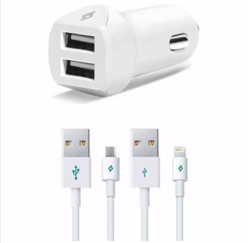Ttec İki Çıkışlı 3.1A Araç Şarjı SpeedCharger + Lightning Kablo + Micro USB Kablo