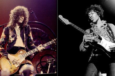 Led Zeppelin'in gitaristi Jimmy Page ve Jimi Hendrix