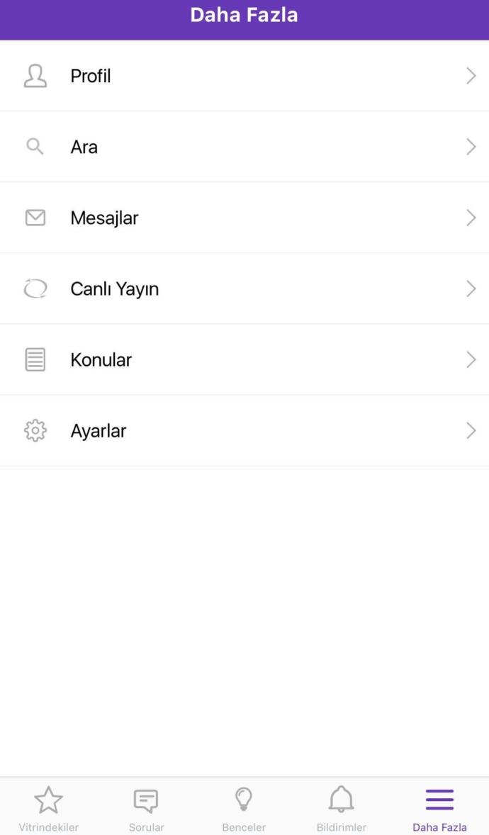 Daha Fazla ekranı