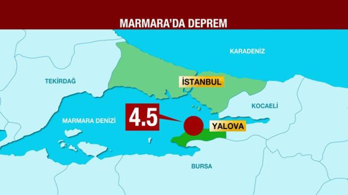 Yalova'da 4.5 Şiddetinde Deprem Oldu