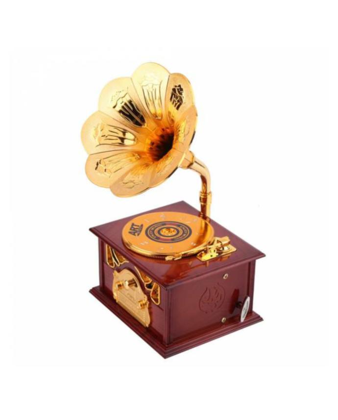 Ahşap Nostaljik Gramofon Şeklinde Müzik Kutusu