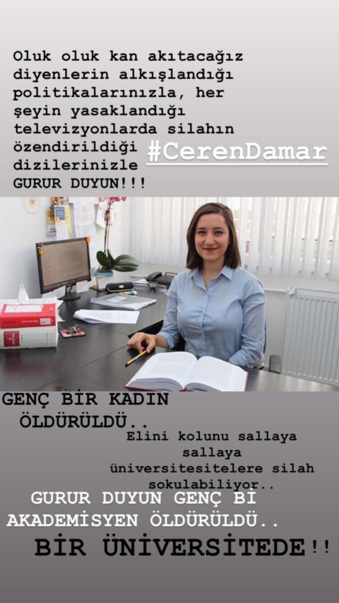 Deniz Çakır Akademisyen Ceren Damar'ın Öldürülmesine İsyan Etti!