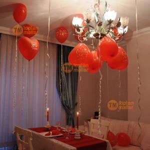 50 Adet Seni Seviyorum Yazılı Kalpli Baskılı Kalp Balon Kırmızı