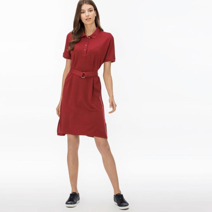 LACOSTE KADIN KOYU KIRMIZI ELBİSE