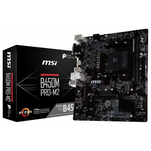 MSI B450M PRO-M2 AMD B450 Soket AM4 DDR4 3466MHz (A-XMP OC MODE) VGA DVI HDMI Anakart