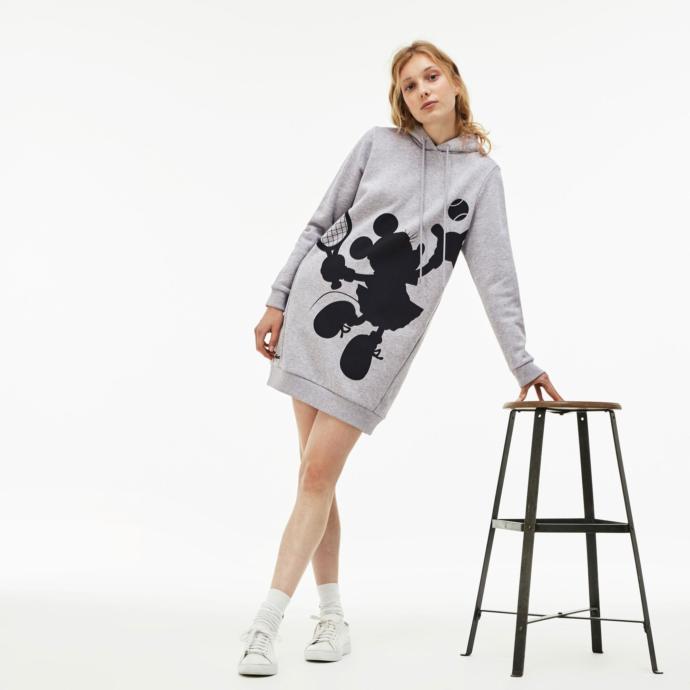 Lacoste x di̇sney kadın kapüşonlu gri̇ elbi̇se