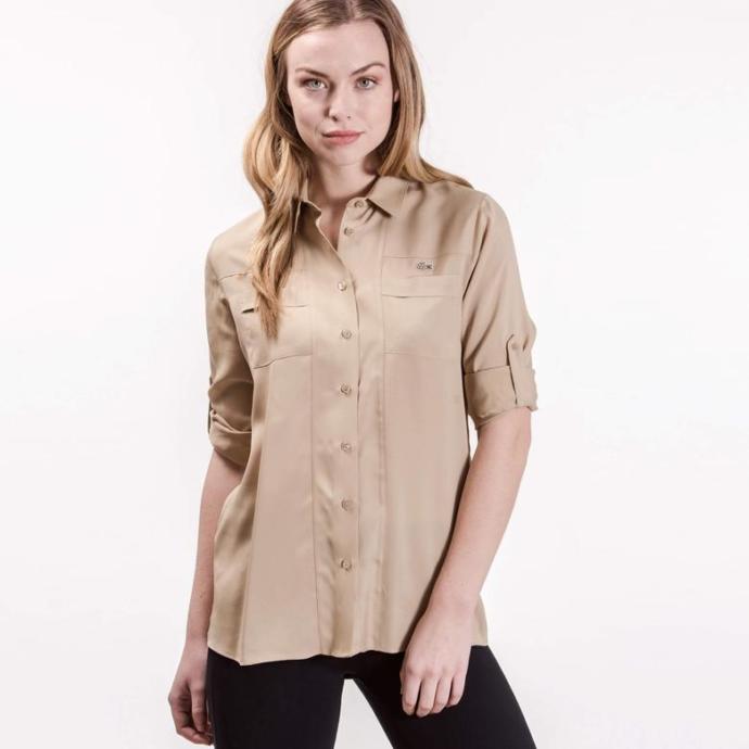 Lacoste Kadın Kahverengi Uzun Kollu Gömlek