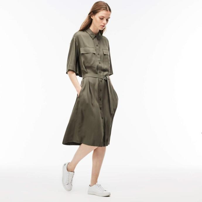 Lacoste Kadın Regular Fit Yeşil Elbise