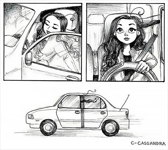 Uzun Saçlı Kadınların Yaşadığı Zorlukları Anlatan Karikatürler
