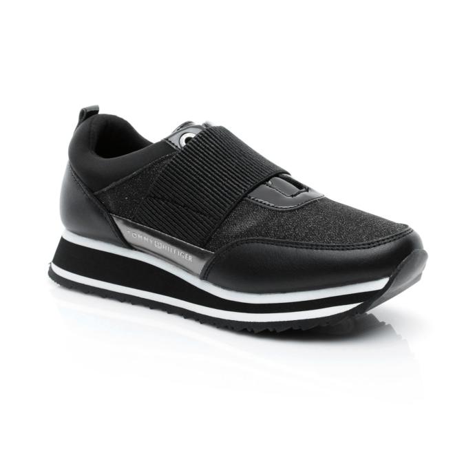 Tommy Hilfiger Elastic Retro Runner Kadın Siyah Sneaker