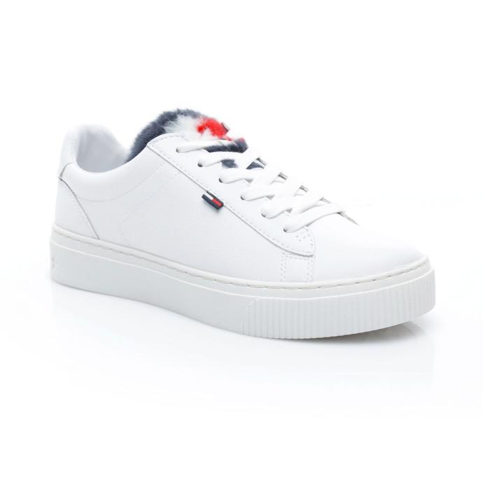 Tommy Hilfiger Funny Fur Star Kadın Beyaz Sneaker