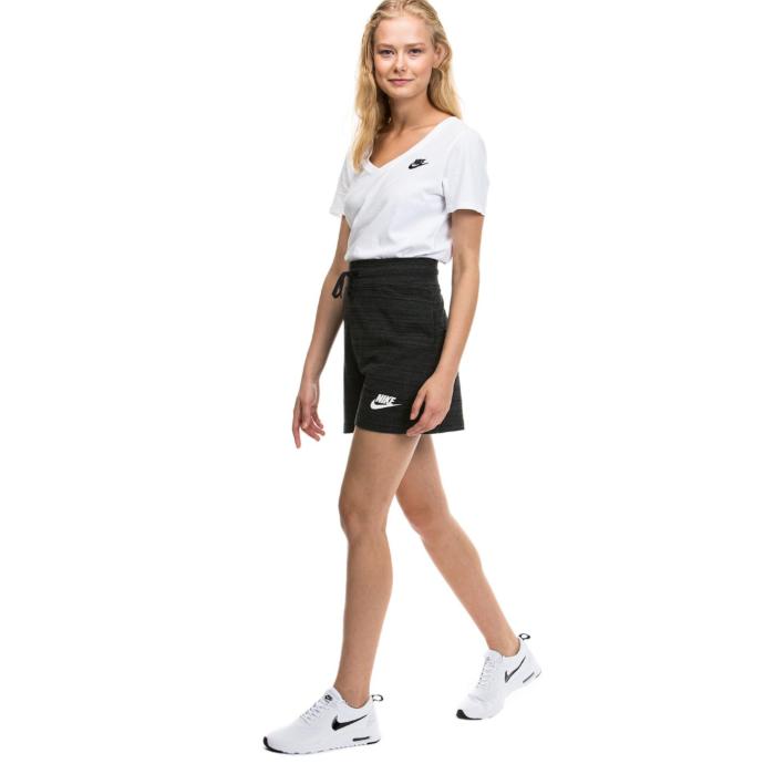 Siyah Yüksek Bel Geniş Spor Nike Şort