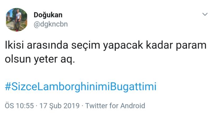Twitter Ticilerinin #SizceLamborghinimiBugattimi Hashtag'i ile İmtihanı
